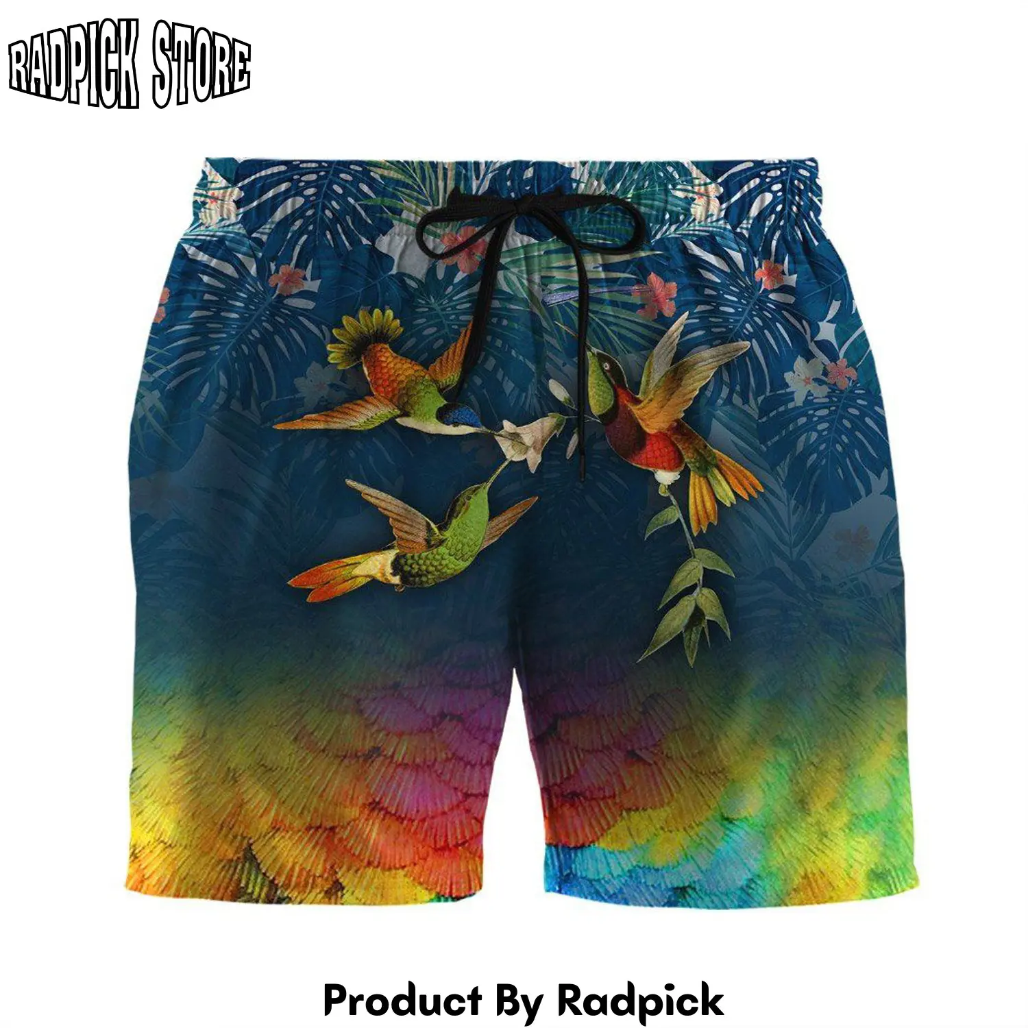 Radpick 3d hummingbird hawaii custom beach shorts swim trunks rp631440